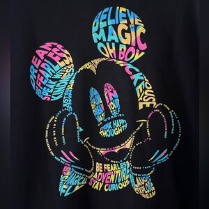 Cute Unisex Disney Black T-Shirt with colorful Mickey print in Size Medium